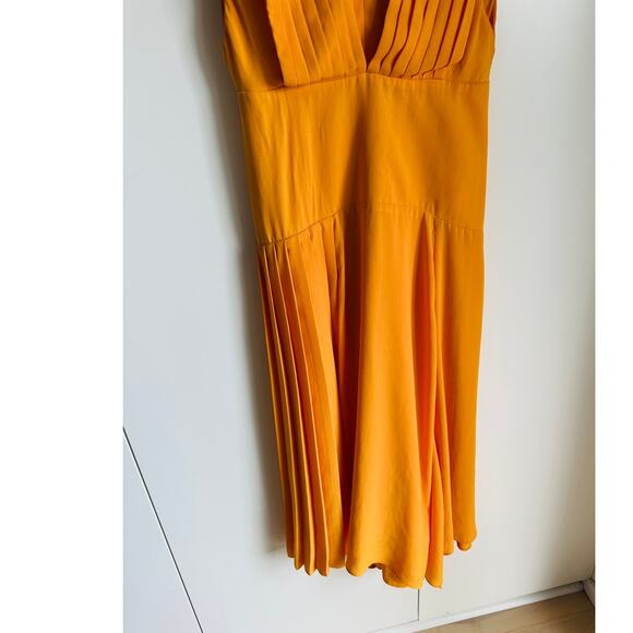 Womens Yellow Party Dress Size 2 Wedding Guest Topshop Pleated Midi Length - Picture 7 of 11